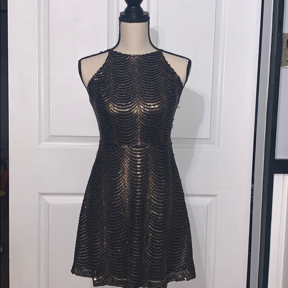 Gold and Black sequin cocktail dress size XS